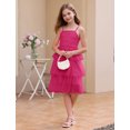 thumbnail image 6 of IBTOM CASTLE Girl Sleeveless Ruffle Formal Wedding Tiered Tulle Dress Teen Pageant Birthday Homecoming Prom Outfits Junior Graduation Dress 15-16 Years Hot Pink, 6 of 7