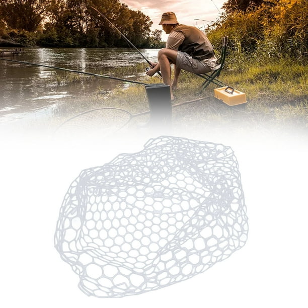 Fly Fishing Net, 32cm Rubber Soft Mesh Minimal Damage Fly Fishing