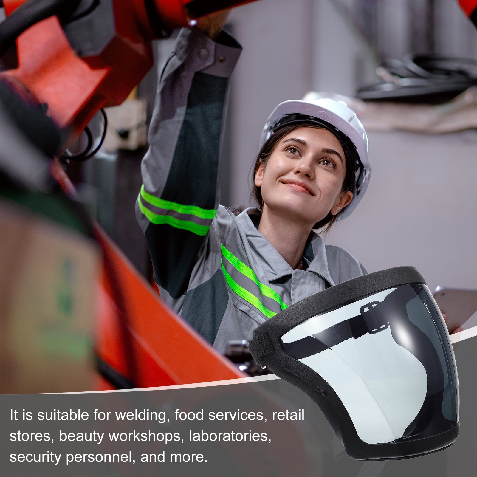 Uxcell Full Safety Face Shields, Anti Fogging Full Safety Face Protection Face Shields Grey