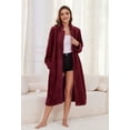thumbnail image 4 of U2SKIIN Women Plush Zipper Robe, Long Fleece House Coat Nightgown with Pockets Solid Bathrobe （Burgundy, L/XL）, 4 of 5