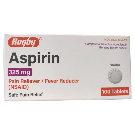 Rugby Aspirin Tablets, 325 mg, 100 Count