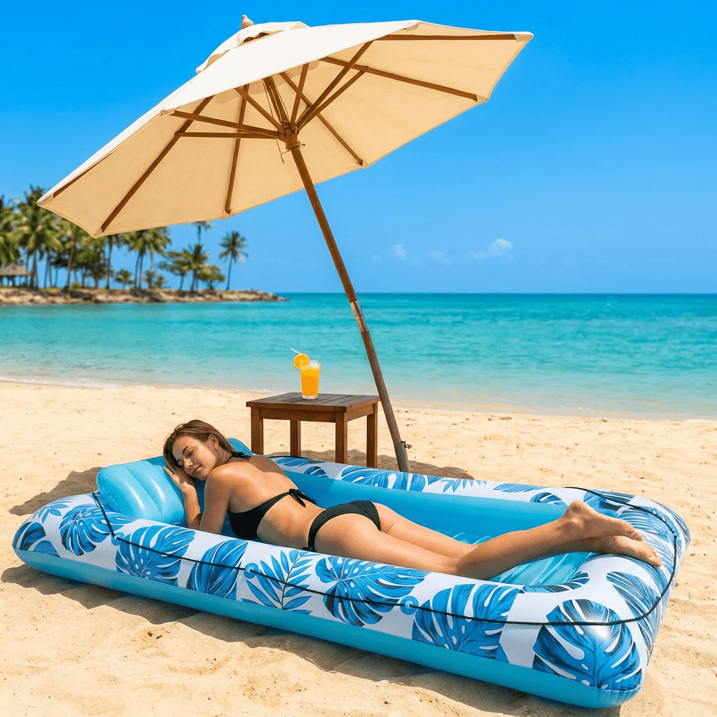MQHUAYU Inflatable Pool Floating - Tanning Pool Float with Cup Holders，Blow up Beach Pool Party Toys Floating Chair for Lake Lounge Float