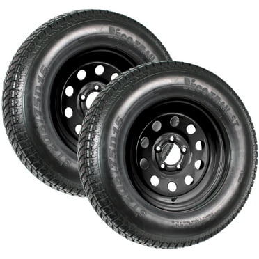 eCustomrim 2-Pk Trailer Tire On Black Wheel Mod Rim ST205/75D15 Load C 5 Lug On 4.5 15 x 5