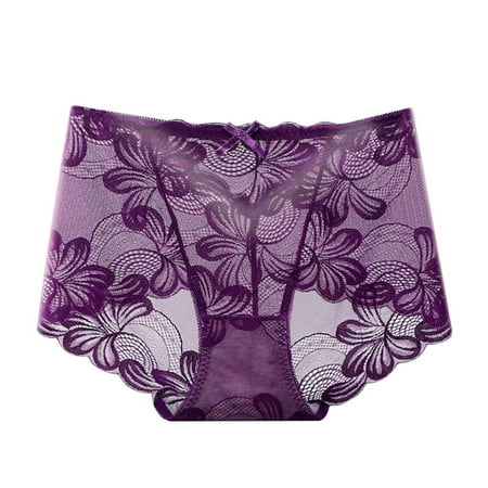 Bigersell Crotchless Underwear Clearance Panties Women Boyshort Thongs Panty Style P-1054 Cotton Plus Size Panties Thong Bikini Briefs Mid Waist Women Cheeky Panties Purple L