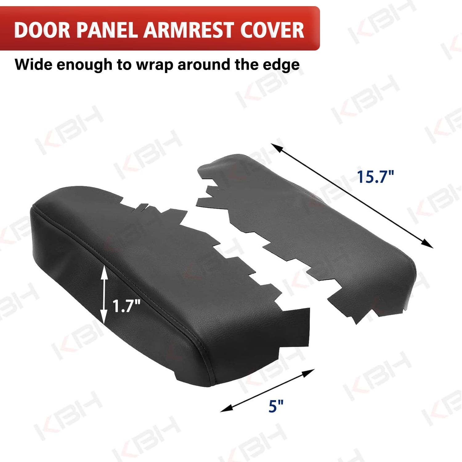 KBH Front Door Panel Armrest Cover Replacement for Toyota Avalon 2013-2018, Anti-Scratch Leather Arm Rest Skin Upholstery, 1 Pair, Black (Leather Part Only)
