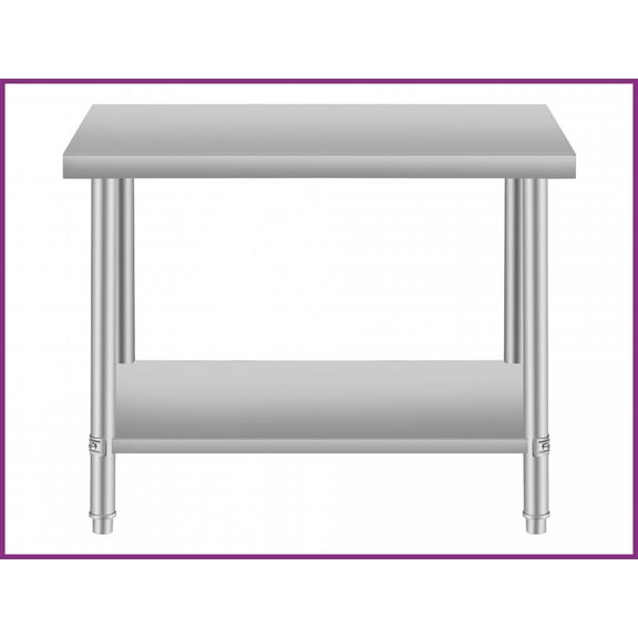 36''x24'' Stainless Steel Kitchen Prep Table with Under Shelf, Easy-Clean Commercial Grade 32'' Comfort Height