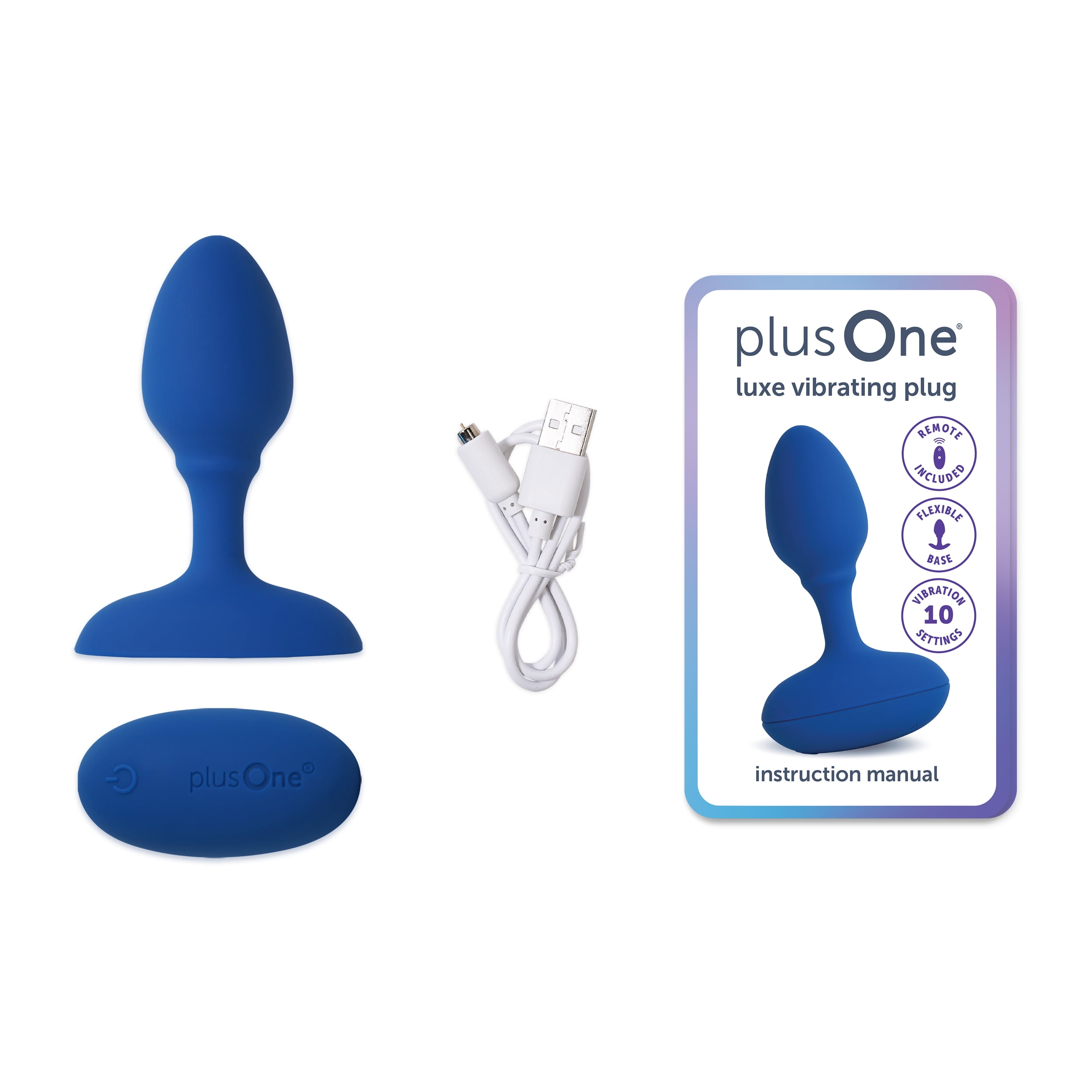 plusOne Luxe Anal Plug Discreet Vibrator, Rechargeable & Waterproof, Wireless Remote