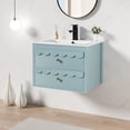 thumbnail image 2 of 24" Wall Mounted Bathroom Vanity with Ceramic Sink Top, Faucet, Decorative Wavy Edge, 2 of 10
