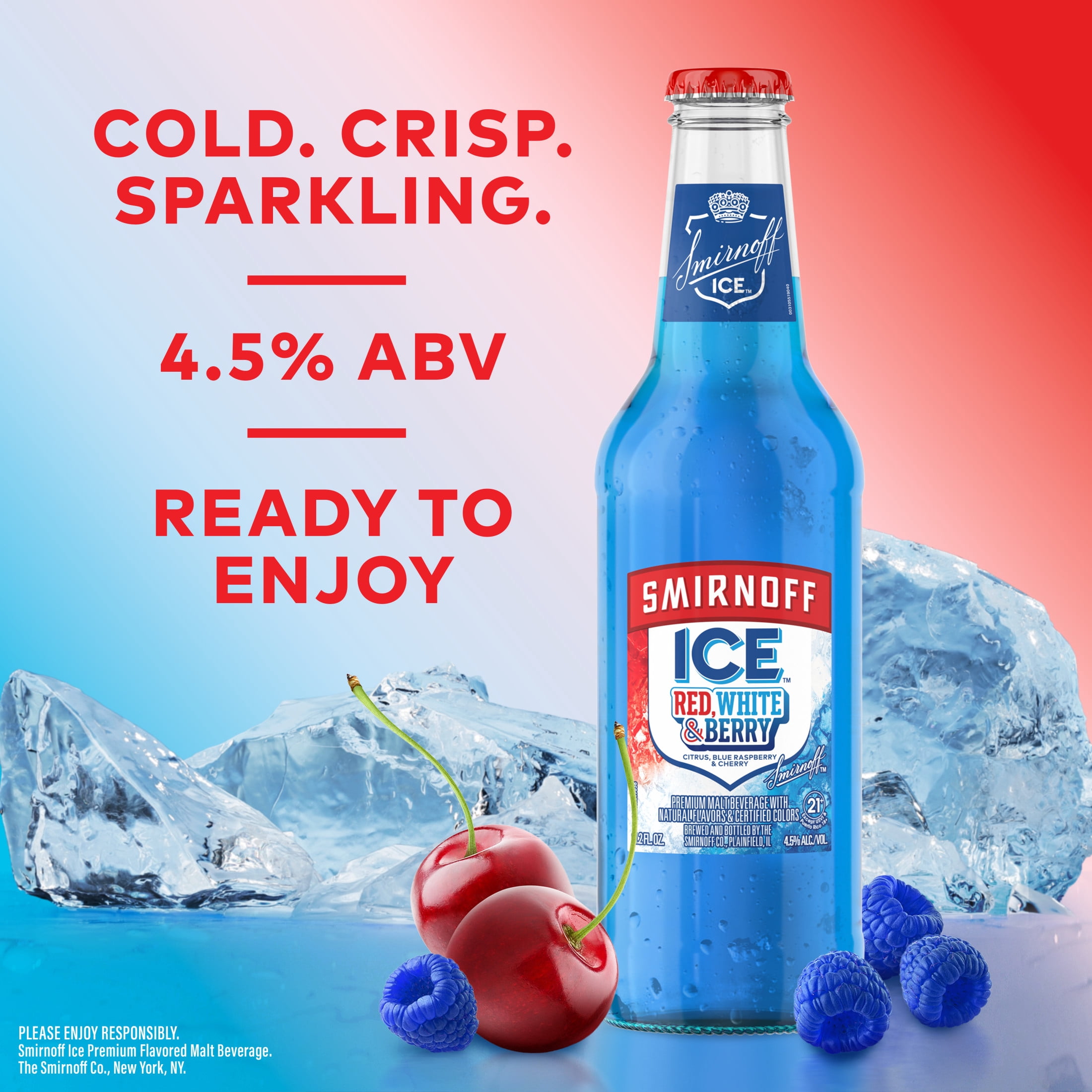 Smirnoff Ice Red White and Berry, 6 pack bottles, 11.2 fl oz, 4.5% ABV