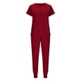 thumbnail image 4 of DPTALR Women Solid Color Loose Pants Multiple Pocket Caregiver Nursing Uniform Short Sleeve Zipper V-Neck Set, 4 of 6
