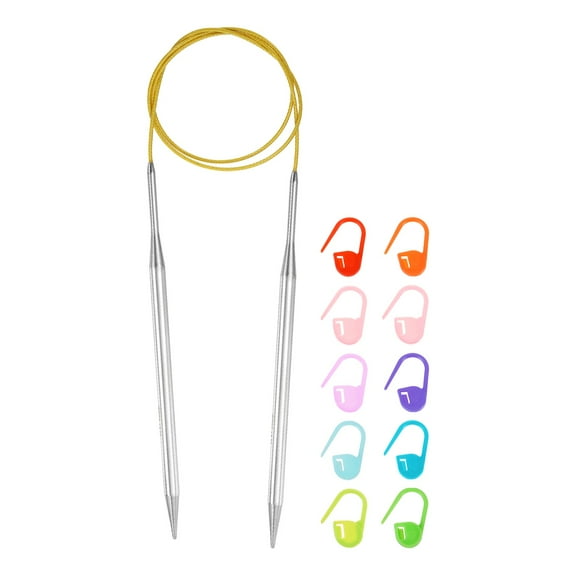 Uxcell Knitting Needles Size US 10(6mm) Circular Needle 31 Inch(80cm) Round Metal Stainless Steel Needle for Handmade Projects DIY Knitting