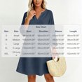 thumbnail image 3 of LEKWK Womens Linen Dress Long Sleeve V Neck Flowy Midi Dresses Lightweight Loose Fit Casual Beach Vacation Fall Outfits Navy M, 3 of 8