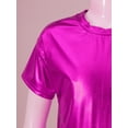 thumbnail image 6 of Sxiwei Kids Girls Shiny Metallic Short Sleeve T-Shirts Dance Tops Jazz Hip Hop Street Dancing Party Hot Pink 170, 6 of 7