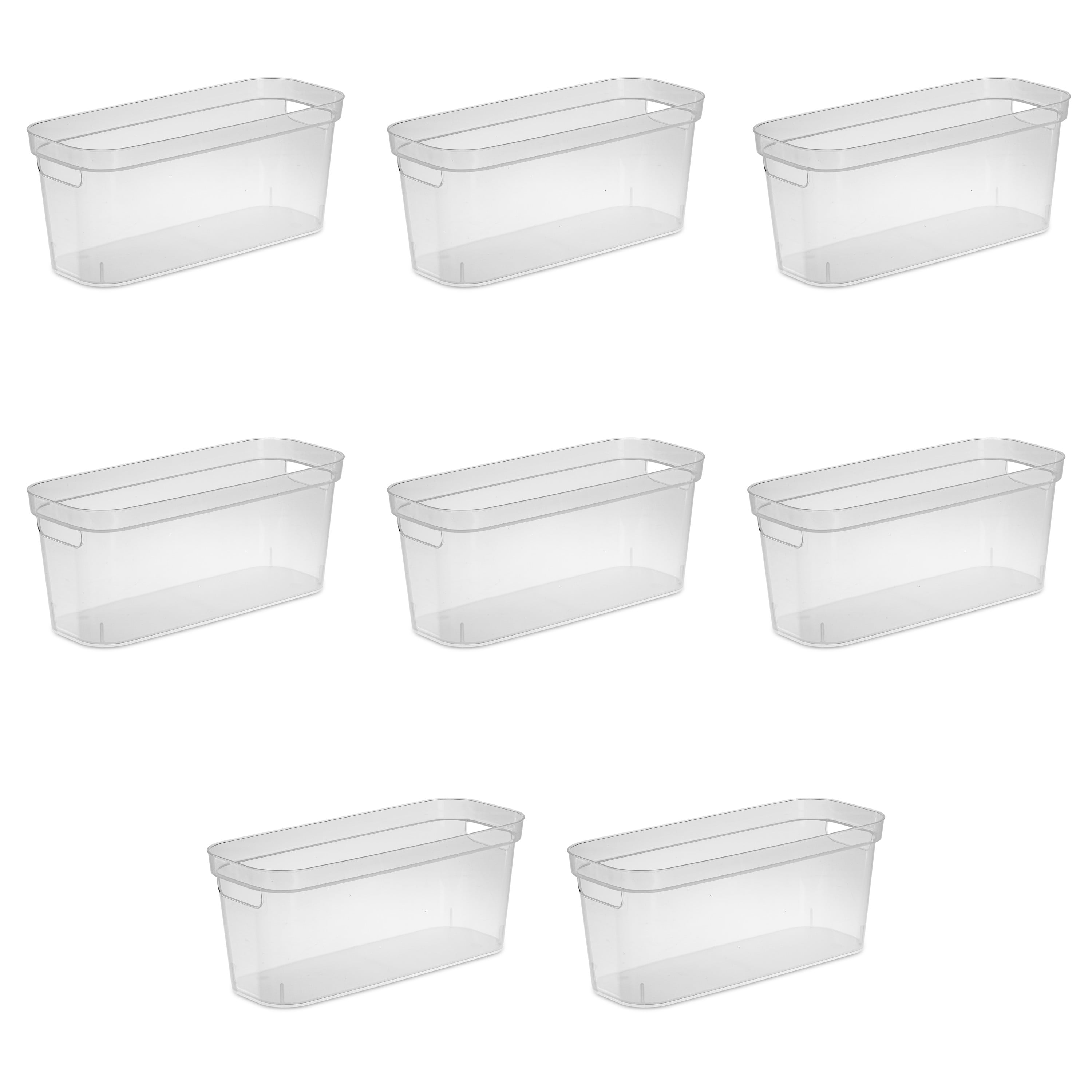 Sterilite Narrow Storage Bin Plastic, Clear, Set of 8