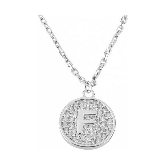 Gem Stone King 925 Sterling Silver Initial Letter Pendant Necklace for Women with CZ and 18 inch Silver Chain
