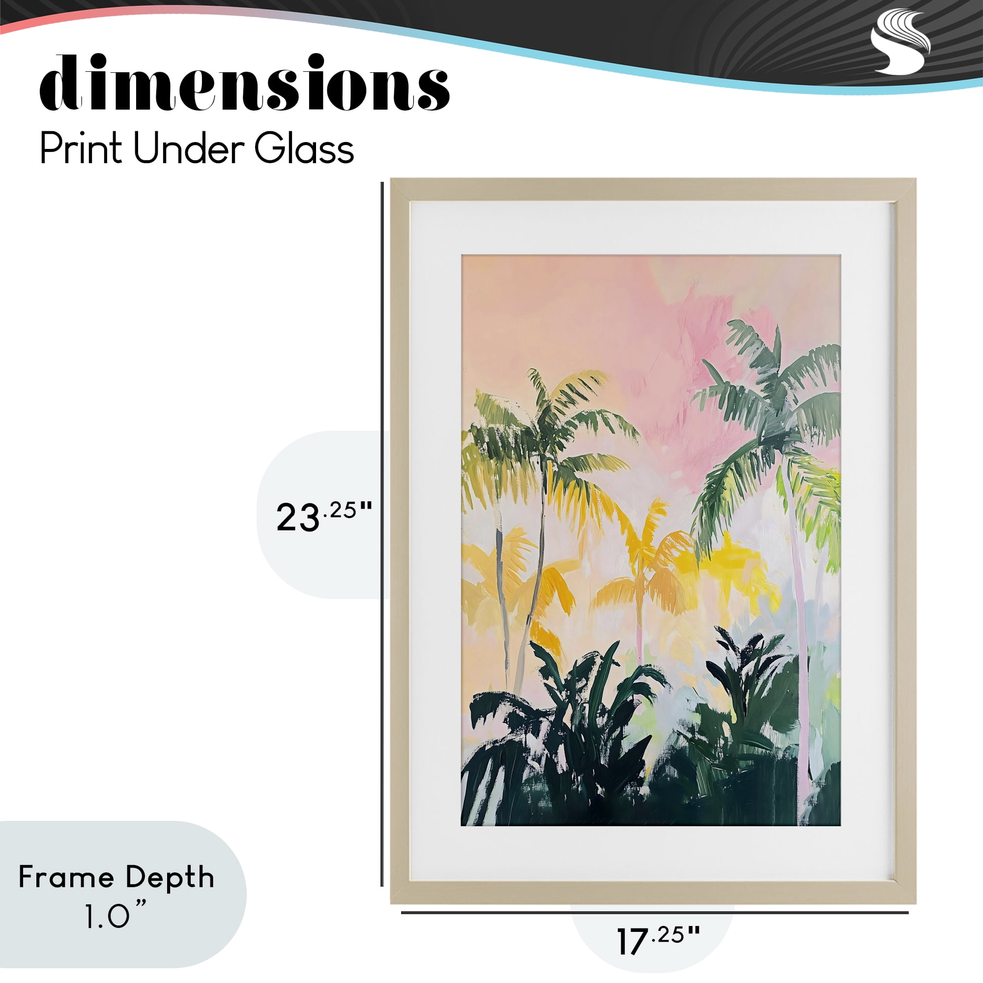 Stupell Industries Pastel Palms in Morning Glow Birch Framed Print Under Glass, design by The Prints Vibe