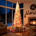 thumbnail image 2 of Gymax 7 FT Pre-Lit Christmas Tree Slim Pencil Xmas Tree w/ 527 Snow Flocked PVC Branch Tips, 2 of 10