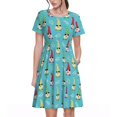 thumbnail image 1 of Vsdgher Gnomes Tenant des Fruits pour Femmes Été 2025 Décontracté Robes Midi Maxi Légères Manches Courtes Col Rond Robe de Plage, 1 of 6