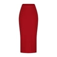 thumbnail image 3 of Tennis Skirts for Women Summer Skirt Classic Solid Color at the Waist with Slit Long Length for Daily Travel Red XL, 3 of 5