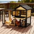 thumbnail image 6 of Weatherproof Wooden Backyard Chicken Coop with Nesting Box, Holds 3 Chicken ,Yellow with Black, 6 of 9