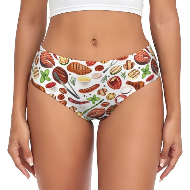Fotbe Cooking Bbq Calzones Estampados para Mujer – Ropa Interior de Algodón, Cómoda, Suave y Elástica-XX-Large
