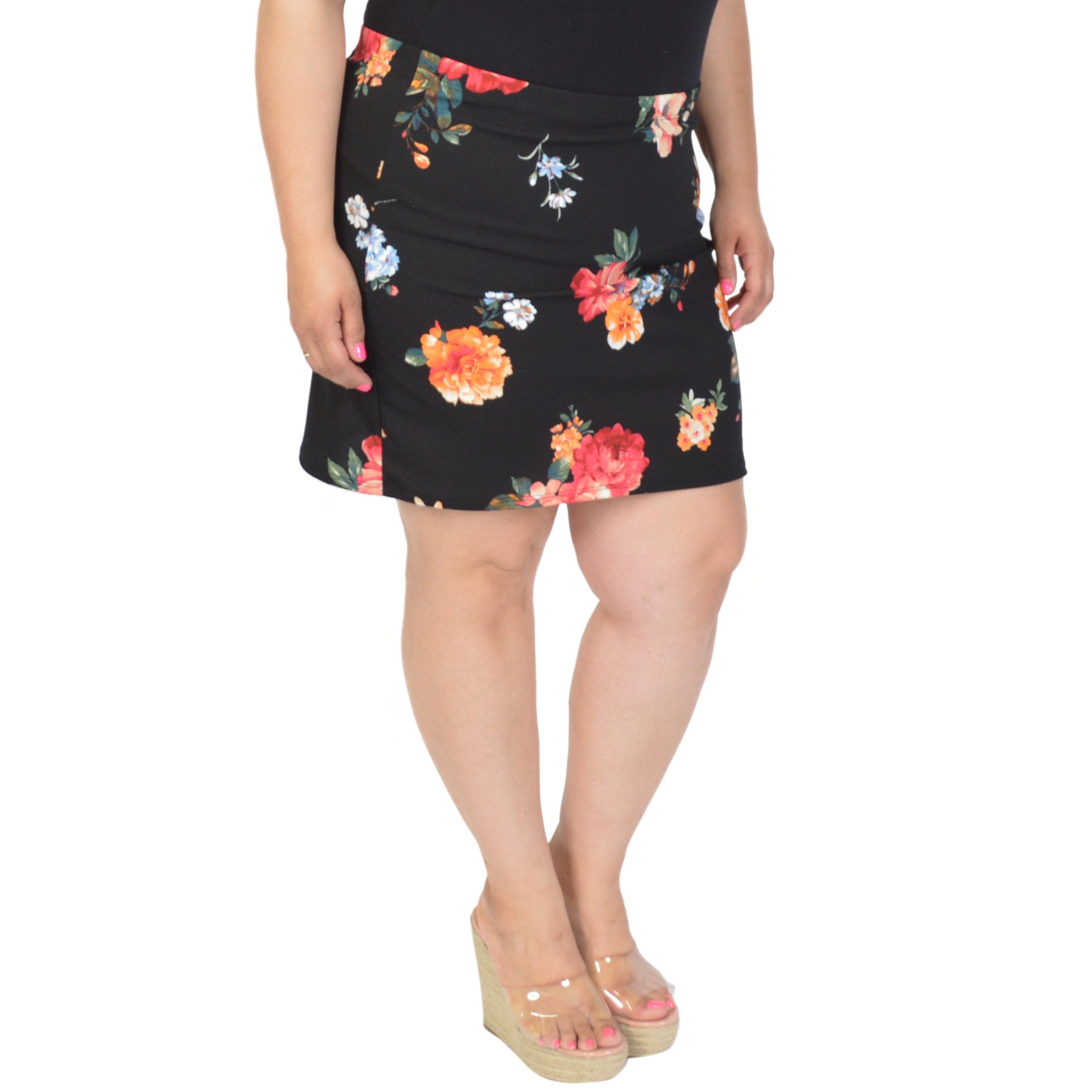 Stretch is Comfort Women's Floral Print Mini Skirt - Walmart.com
