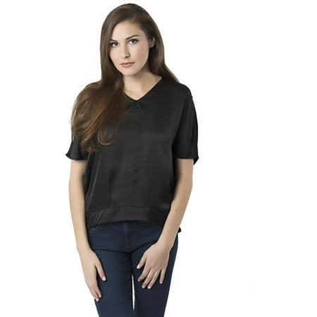 - Bordeaux Womens Sateen Butterfly Sleeves Blouse Black M