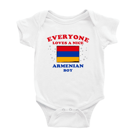 

Everyone Loves a Nice Armenian Boy Cute Baby Bodysuits (White 0-3 Months)