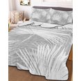 thumbnail image 3 of Quilts Full Size, Grey Palm Leaves Coastal Soft Comforter Bedding Set for Bed, Summer Tropical Botanical Boho Lightweight Quilted Bedspread with Pillow Cover(2 Pieces) for All Season, 78x90 Inch, 3 of 9