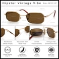 thumbnail image 5 of SA106 Mens Narrow Metal Rim Rectangular Hustler Sunglasses, Gold Frame - Brown Lens, 5 of 7