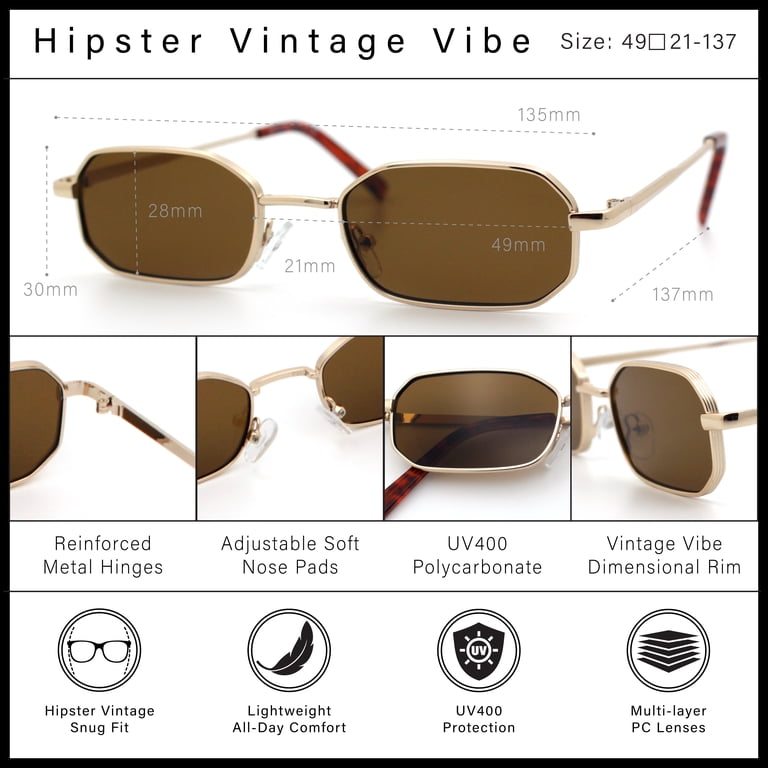 SA106 Mens Narrow Metal Rim Rectangular Hustler Sunglasses  display picture 1