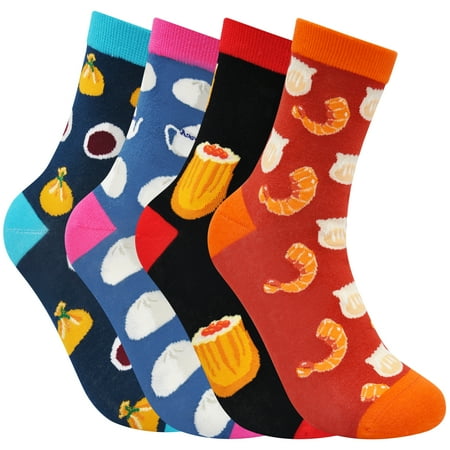 

Women s Colorful Novelty Funny Socks Cute Snack Food Socks Casual Crazy Crew Socks for Birthday Christmas Gifts 4 Pairs US 5-10