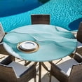 thumbnail image 5 of Teal Blue Marble Round Tablecloth 45-54 Inch Round Fitted Table Cloth with Elastic Edge, Marble Crack Lines Modern Art Waterproof Table Cover Protector for Outdoor Picnic Party Dining, 5 of 6