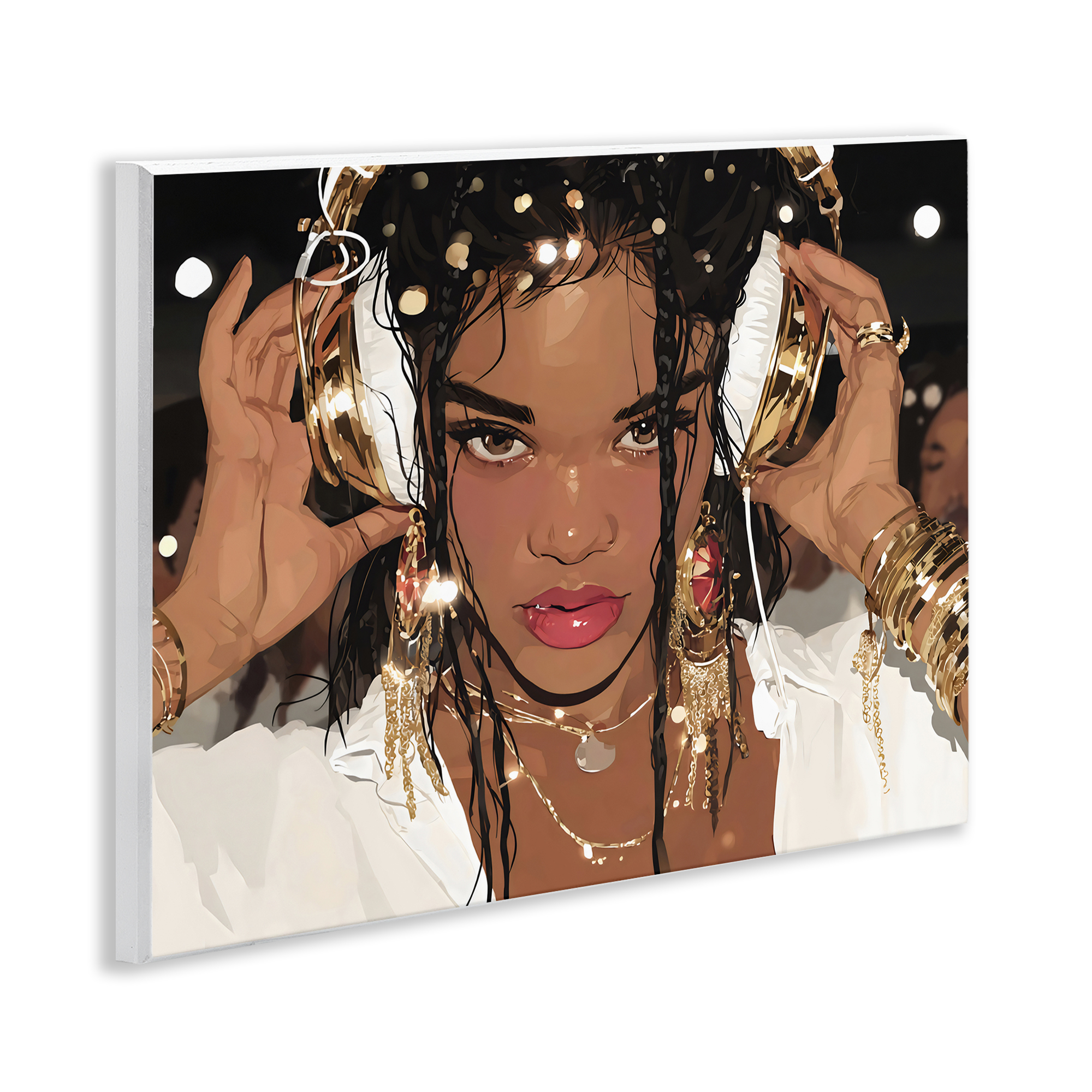 Stupell Industries Gold Headphones Glam Female Wall Plaque Art, design by Franklyn Gregory