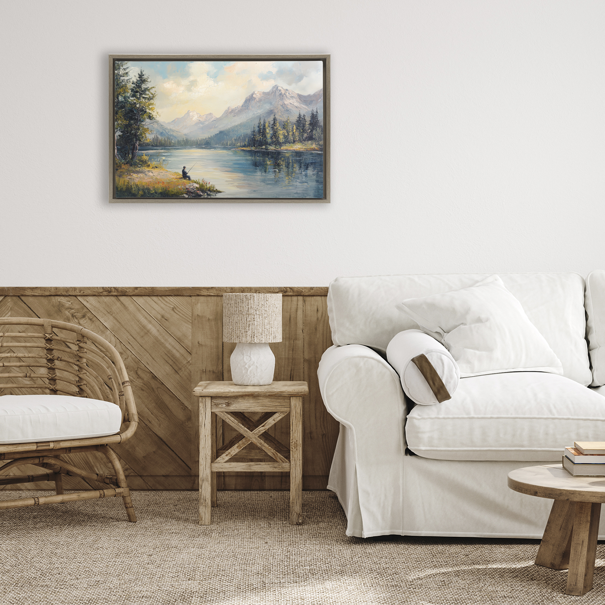 Stupell Industries Secret Fishing Spot Brown Framed Floater Canvas Wall Art, design by Petal Prints Design