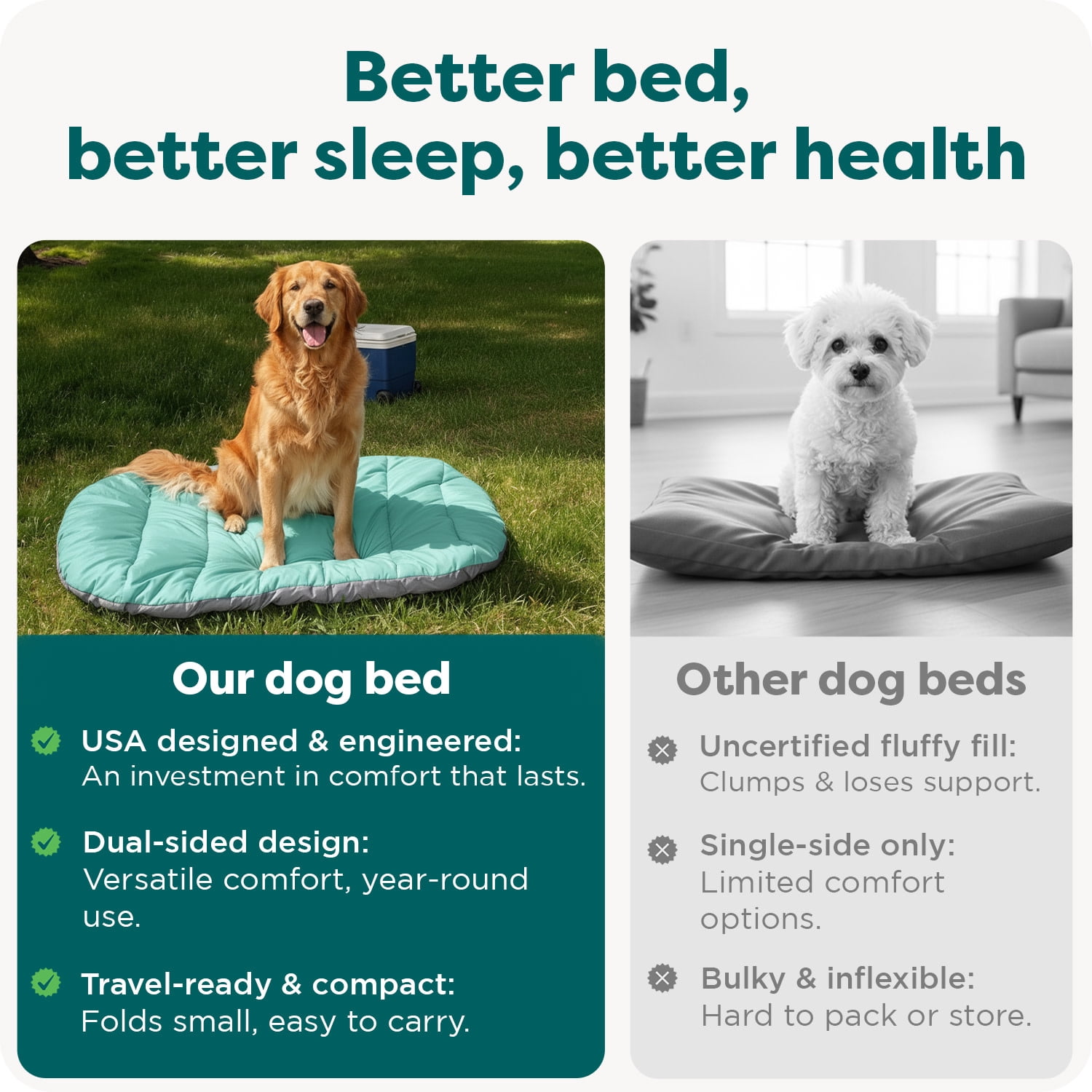 FH Trail Pup Travel Pillow Mat-LG - Aqua/Granite Gray