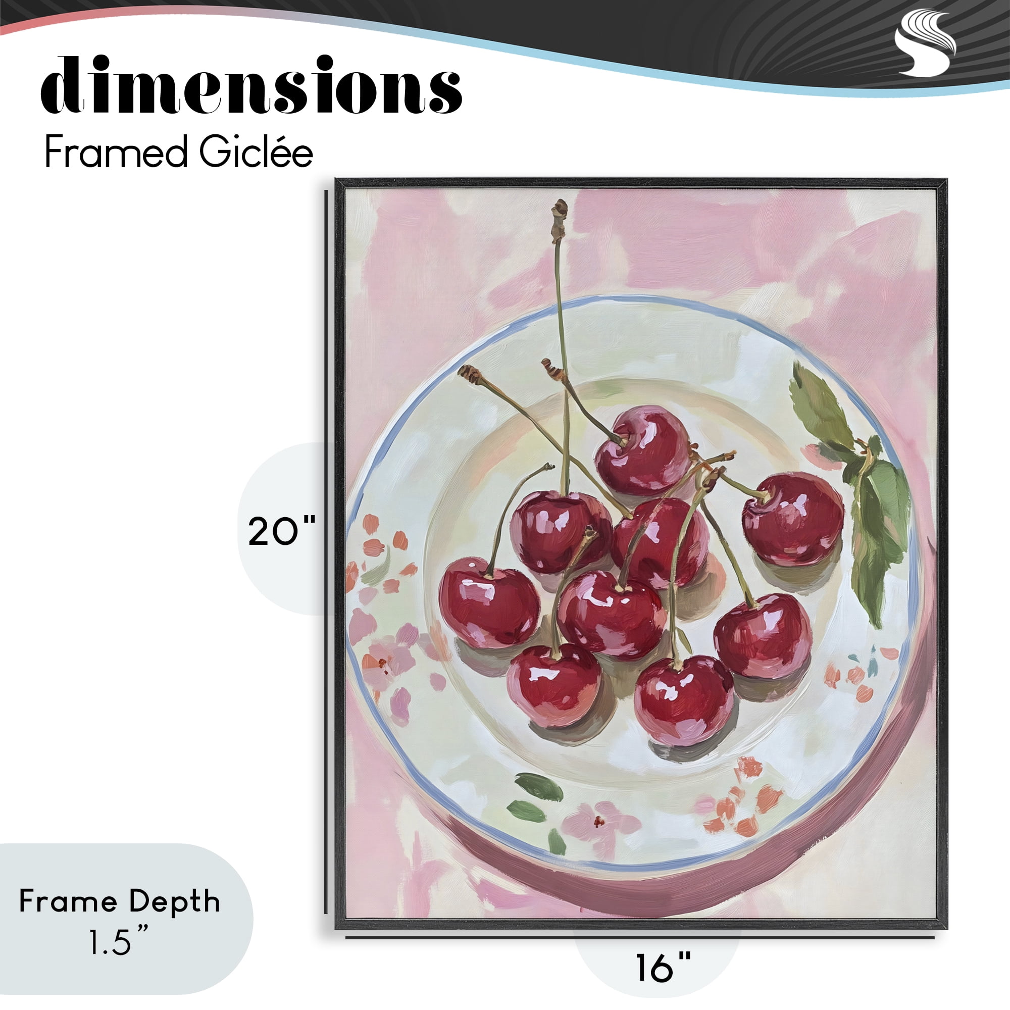 Stupell Industries Plate of Summer Cherries Black Framed Giclee Art, design by The Prints Vibe