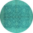 thumbnail image 1 of Ahgly Company Machine Washable Indoor Round Oriental Turquoise Blue Industrial Area Rugs, 7' Round, 1 of 4