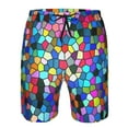 thumbnail image 3 of Pofeuu Colorful Tie Dye Stained Glass 2 Prin Men's Swim Trunks Quick Dry Bathing Suit Swimming Board Shorts Mesh Lining Beach Swimwear-Small, 3 of 6