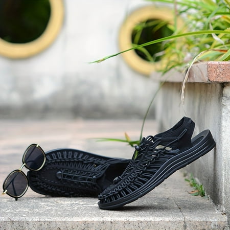 

Men s Spring And Summer Knitted Closed Toe Summer Sandals Breathable Non Slip Shoes With Elastic Shoelaces For Outdoor Casual