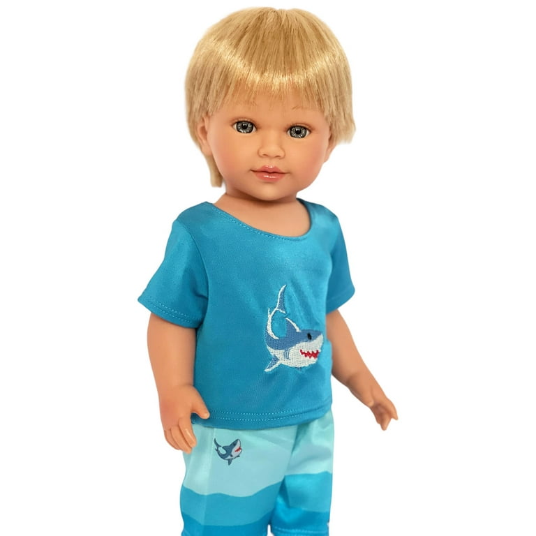 18 Inch Boy Dolls Summer Swim Trunks Set with Shark Top Doll