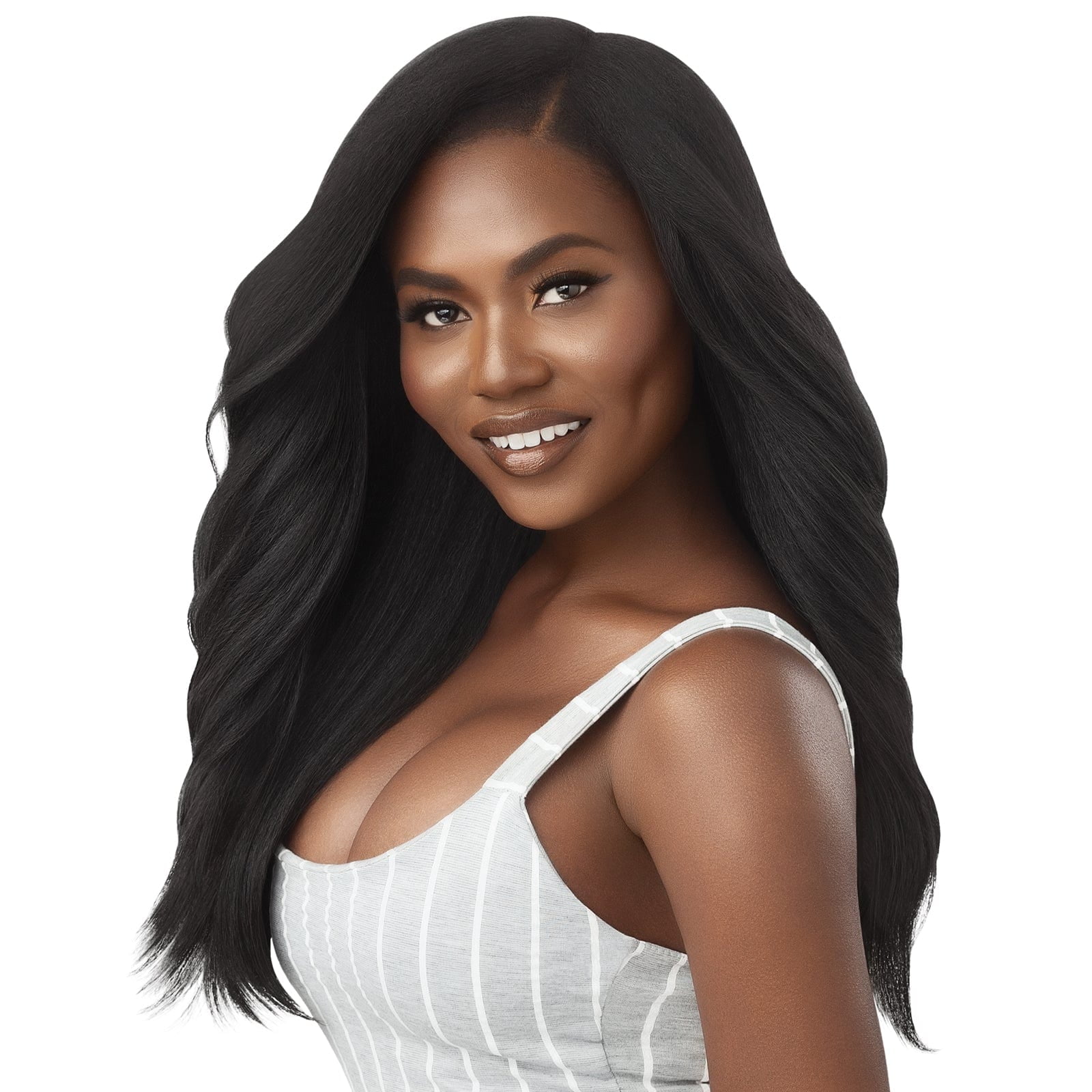 Outre Human Hair Premium Blend Big Beautiful Hair Leave Out Wig Dominican Blowout 22" (NBLK)