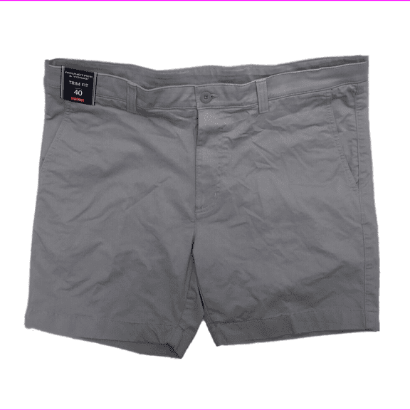 Roundtree and Yorke Flat Front Trim Fit Shorts, SilverCLD33, 40x7