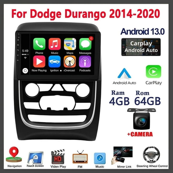 Car Stereo Radio Wifi GPS Navigation for Dodge Durango 2014-2020 9 Inch Android 13 Touchscreen, Car Radio 4 64G Wireless Car-play, Android Auto