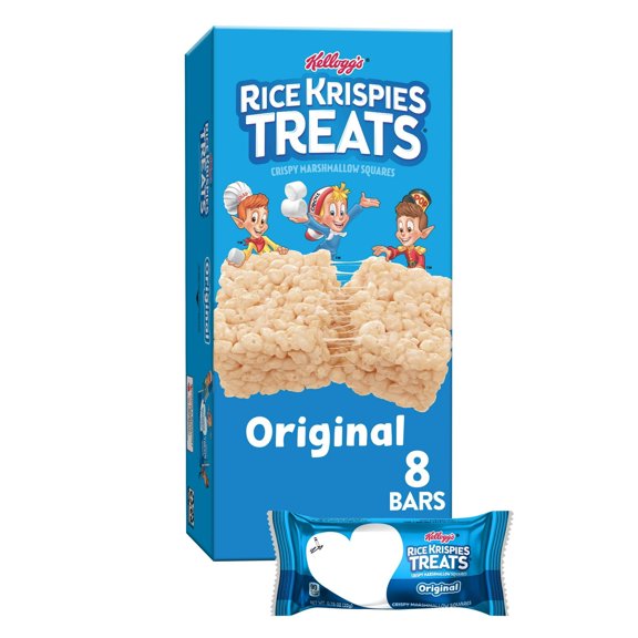 Rice Krispies Treats Original Chewy Crispy Marshmallow Squares, Ready-to-Eat, 6.2 oz, 8 Count(Pack of 2)