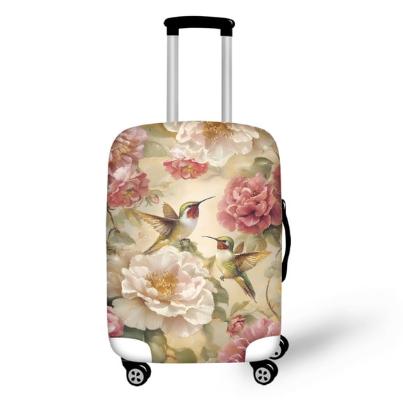 HELLHERO Reusable Suitcase Guard for Travel Vacation, Polyester Spandex Easy Disassembly Suitcase Cover, Hummingbird Floral