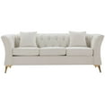 thumbnail image 3 of Velvet 3 Seater Sofa, Modern Chesterfield Sofa with Scroll Arms and Gold Metal Legs, Upholstered Accent Sofa with Tufted Back Couches, Comfy Arm Sofa for Living Room, Office, Apartment, Beige, 3 of 6