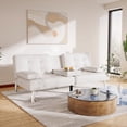 thumbnail image 2 of Vineego Modern Faux Leather Couch Convertible Folding Futon Sofa Bed with 2 Cup Holders,White, 2 of 7