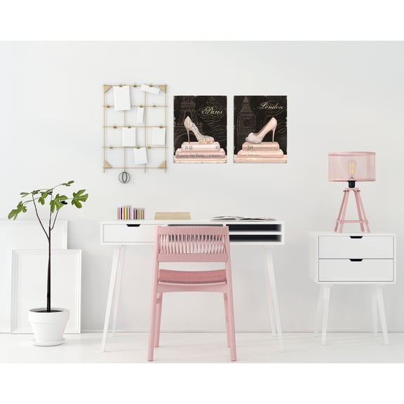 Gango Home Decor Paris & London Pink High-Heels Fashion Wall Art ; Two Pink 11x14in Unframed Paper Prints