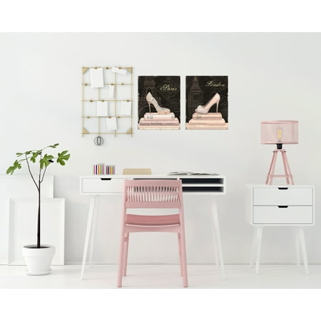 Gango Home Decor Paris & London Pink High-Heels Fashion Wall Art ; Two Pink 11x14in Unframed Paper (Best Paper For Art Prints)